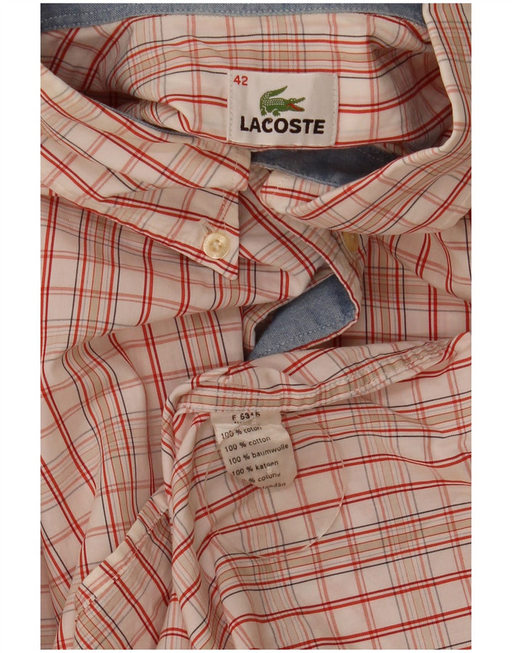 Ανδρικό πουκάμισο Lacoste νούμερο 42 Μεγάλο σε ανοιχτό λευκό βαμβακερό