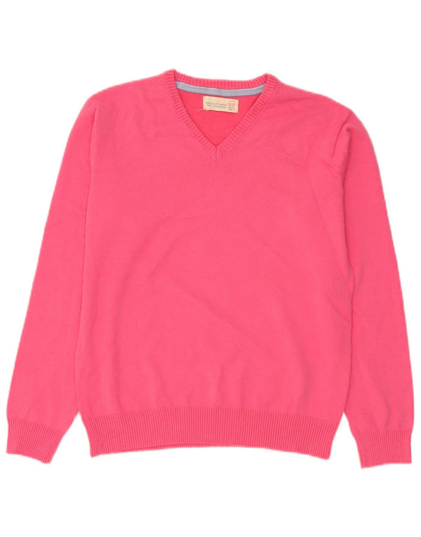 Πουλόβερ Zara Girls με V λαιμόκοψη ροζ βαμβακερό 11-12 ετών