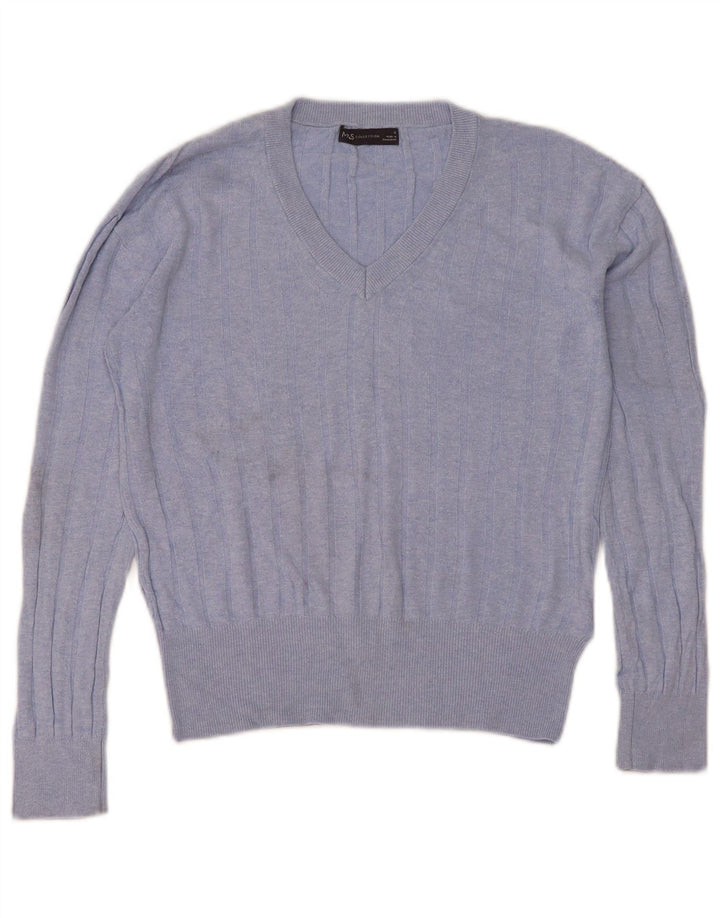 Marks & Spencer Γυναικείο πουλόβερ με V λαιμόκοψη UK 10 Small Blue