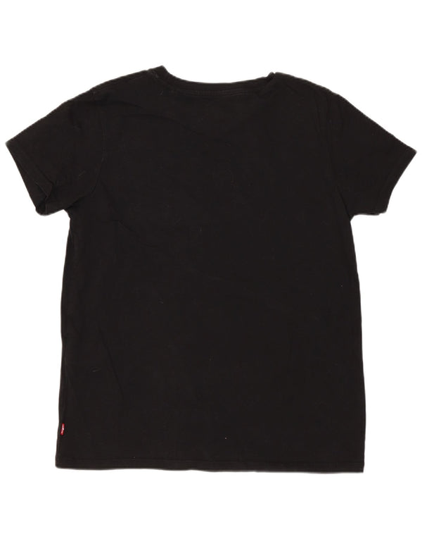 Γυναικείο γραφικό T-Shirt Levi's Top UK 10 Small Black Cotton