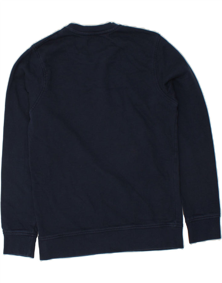 JACK & JONES Mens Graphic Sweatshirt Jumper Small Navy Blue Cotton Vintage Jack & Jones and Second-Hand Jack & Jones from Messina Hembry 