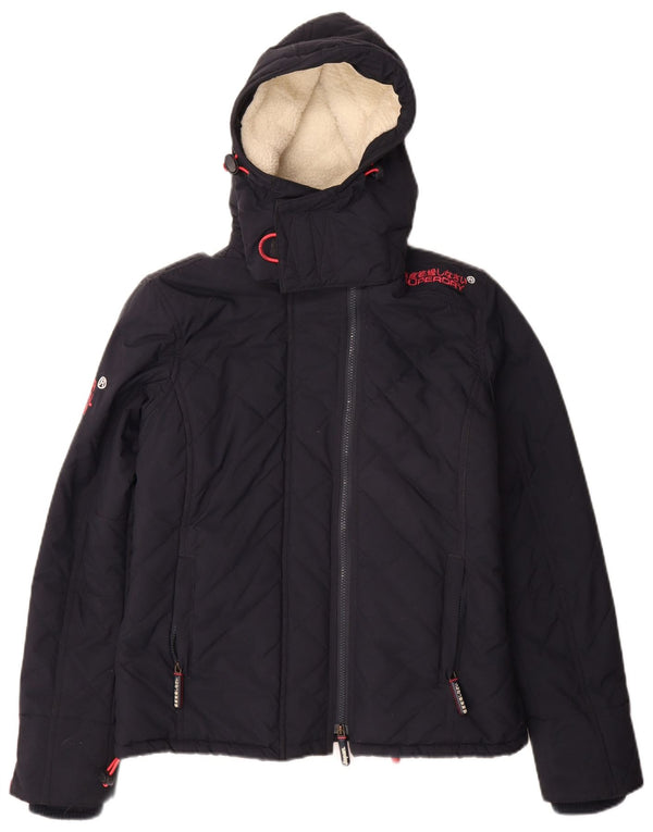Superdry γυναικείο μπουφάν με κουκούλα Sherpa Windbreaker UK 14 Medium Navy Blue