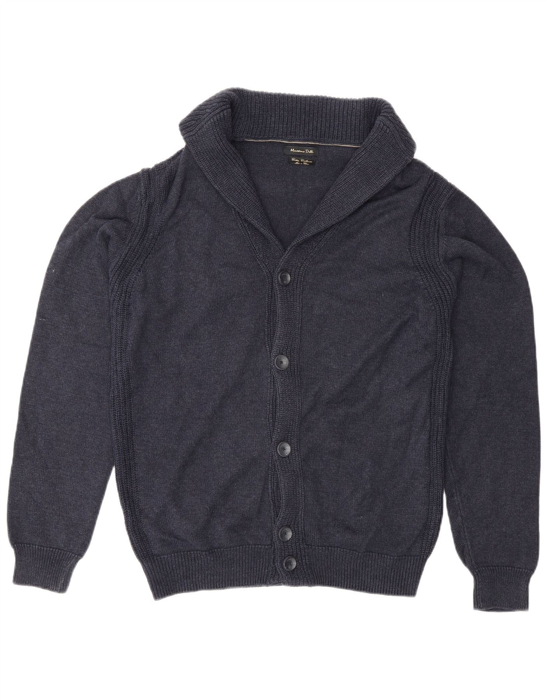 Ανδρικό πουλόβερ ζακέτα Massimo Dutti, μεσαίο μπλε βαμβακερό