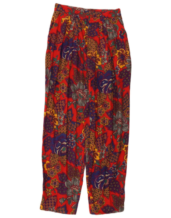 Benetton Γυναικείο Ψηλόμεσο Παντελόνι IT 42 Medium W26 L26 Red Floral
