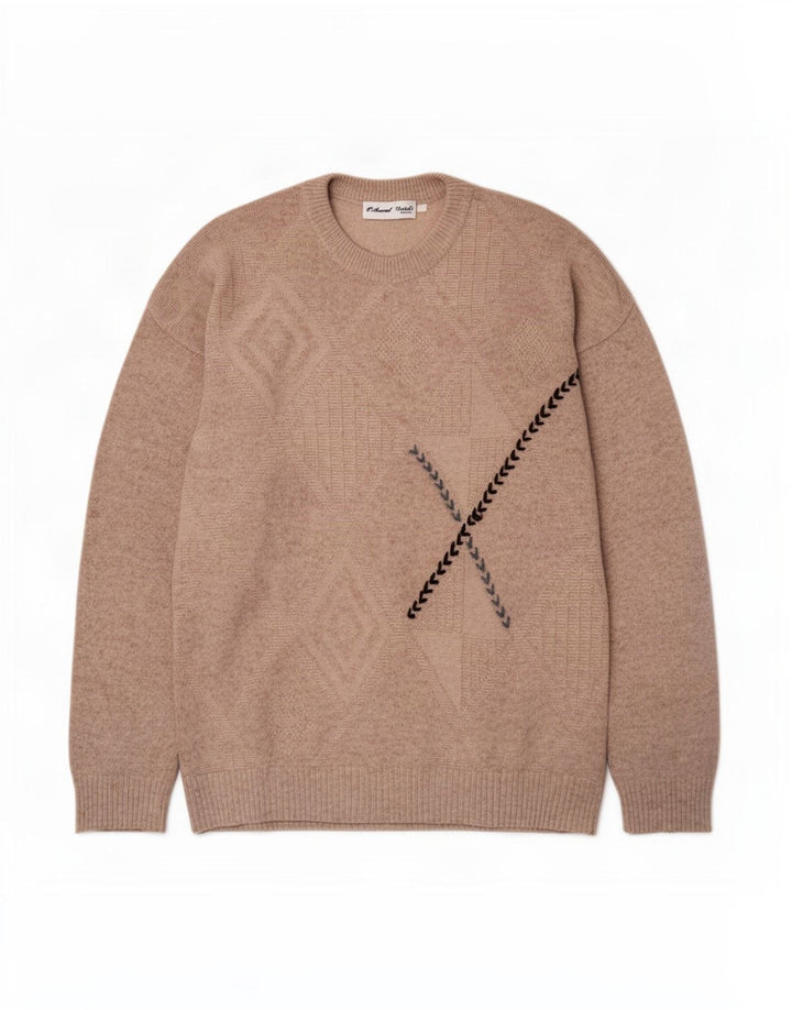 Ανδρικό πουλόβερ Avant Garde Crew Neck Jumper Medium Beige Argyle/Diamond
