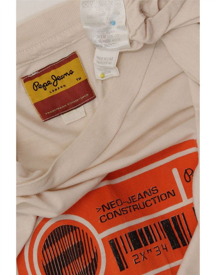 Ανδρικό γραφικό T-Shirt PEPE Jeans Top Βαμβακερό μεσαίο σε λευκό χρώμα