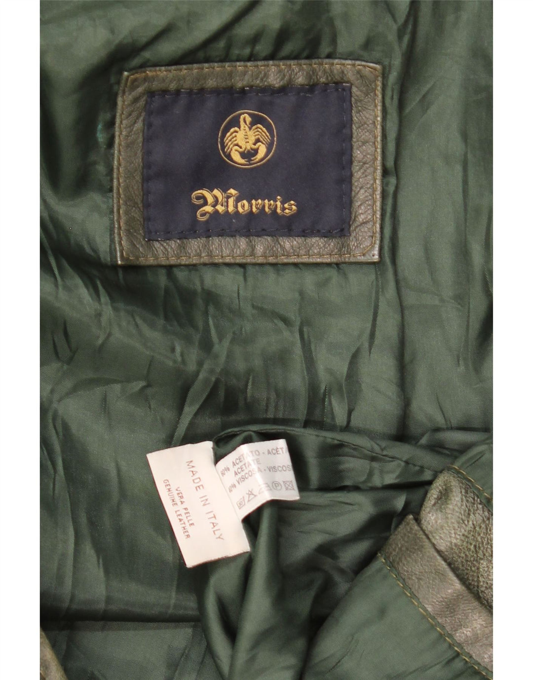 Morris Ανδρικό Δερμάτινο Μπουφάν με Κουκούλα IT 52 XL Πράσινο Δερμάτινο