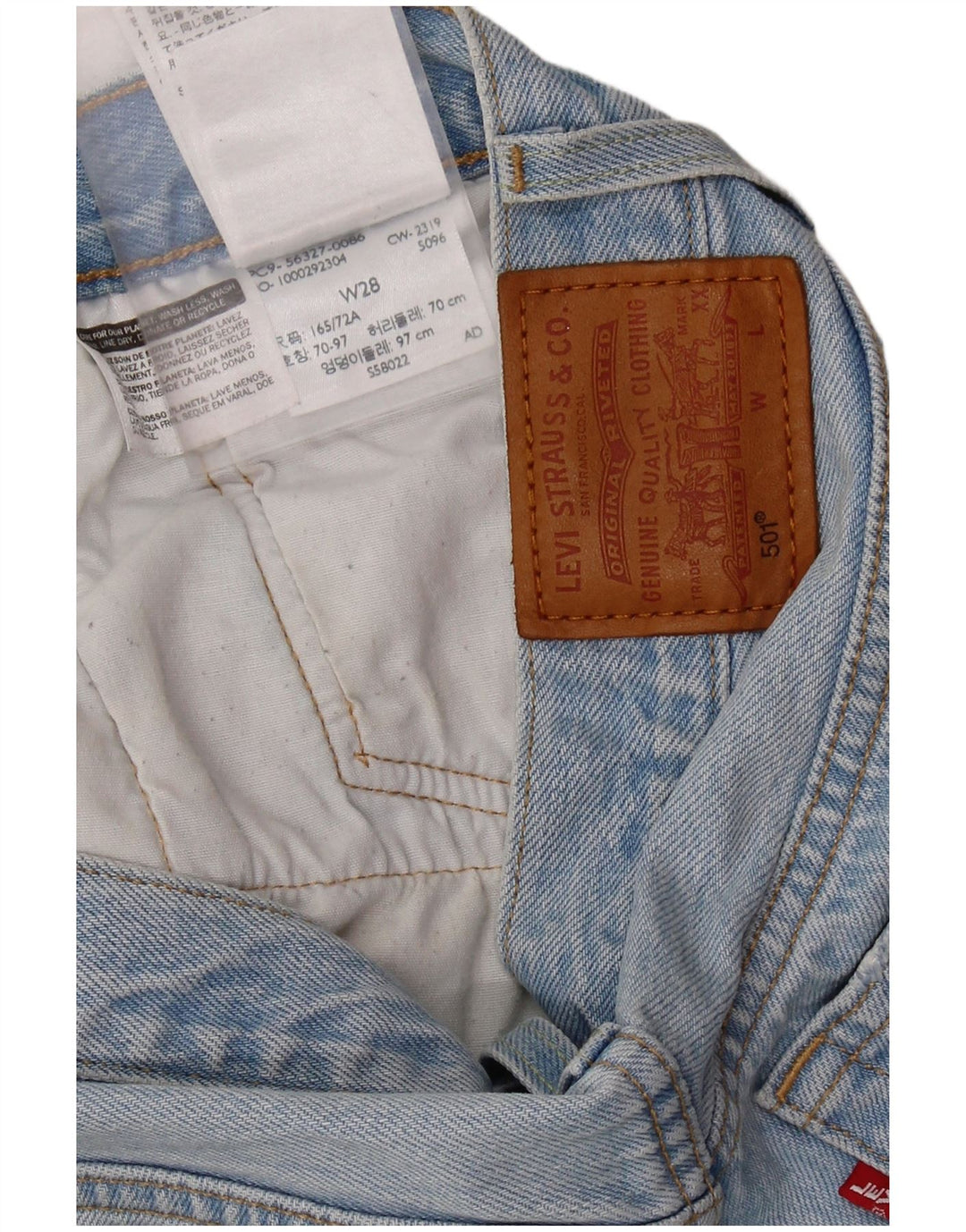 LEVI'S Womens 501 Distressed τζιν σορτς W28 μεσαίο μπλε βαμβακερό