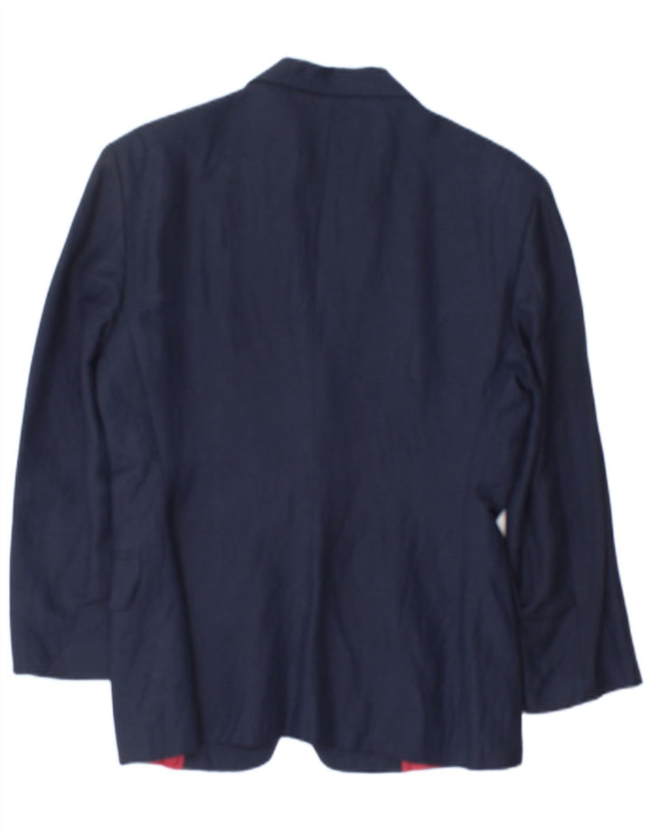 Benetton Γυναικείο Μπουφάν Blazer με 2 Κουμπιά IT 42 Medium Navy Blue Λινά