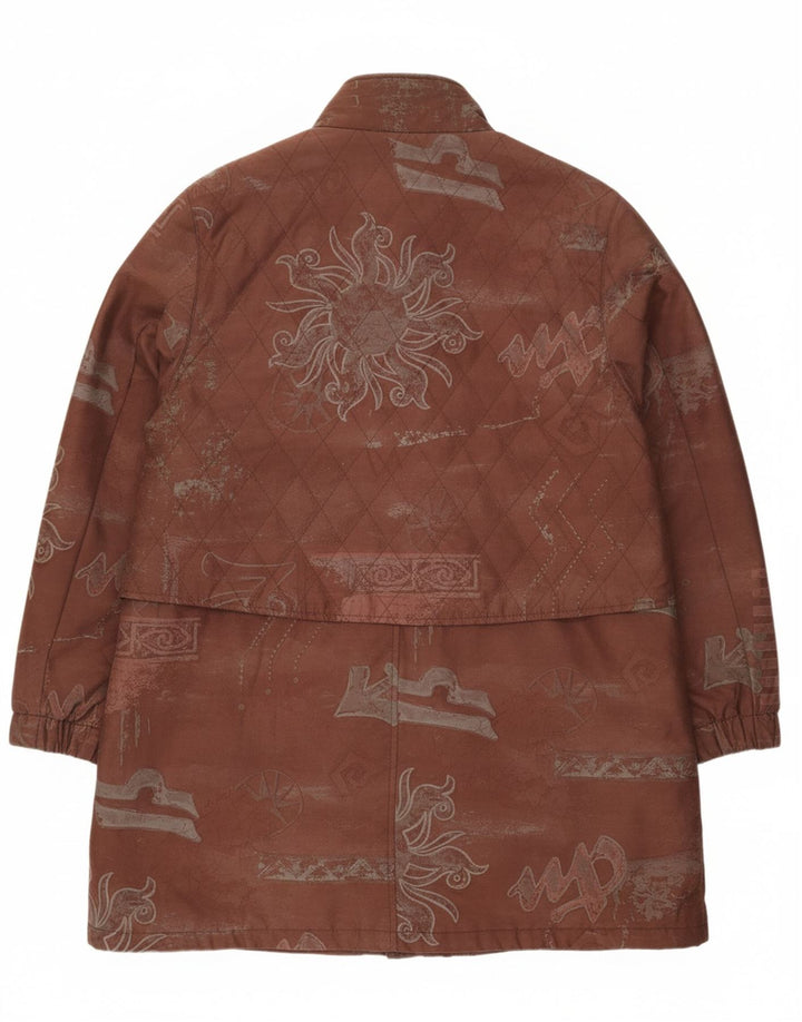 KARNER Womens Windbreaker Coat UK 20 2XL Brown Floral Polyester