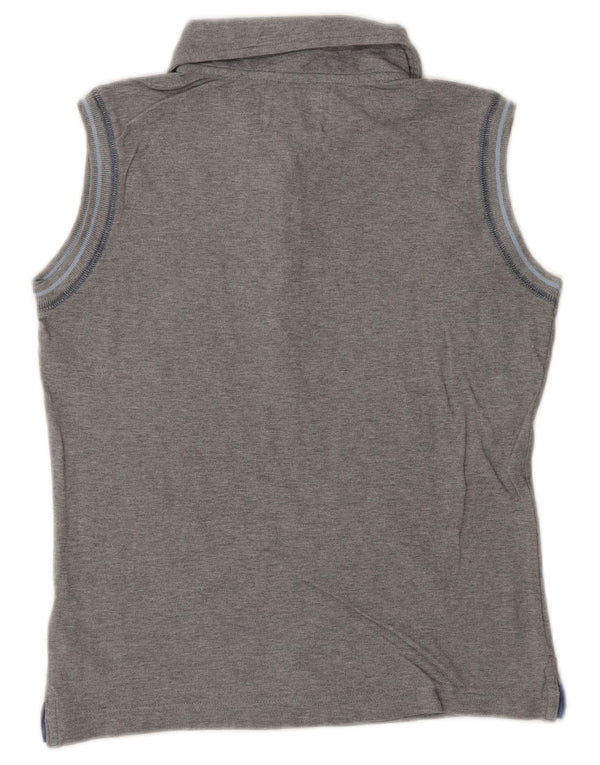 FILA γυναικείο αμάνικο μπλουζάκι πόλο UK 10 μικρό γκρι βαμβακερό