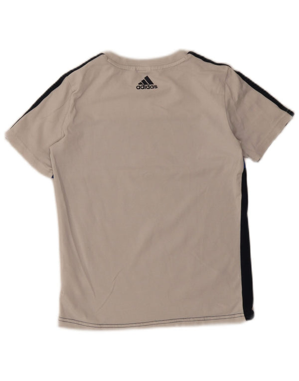 Γραφικό μπλουζάκι Adidas Boys Top 9-10 ετών Λευκό βαμβακερό μπλοκ