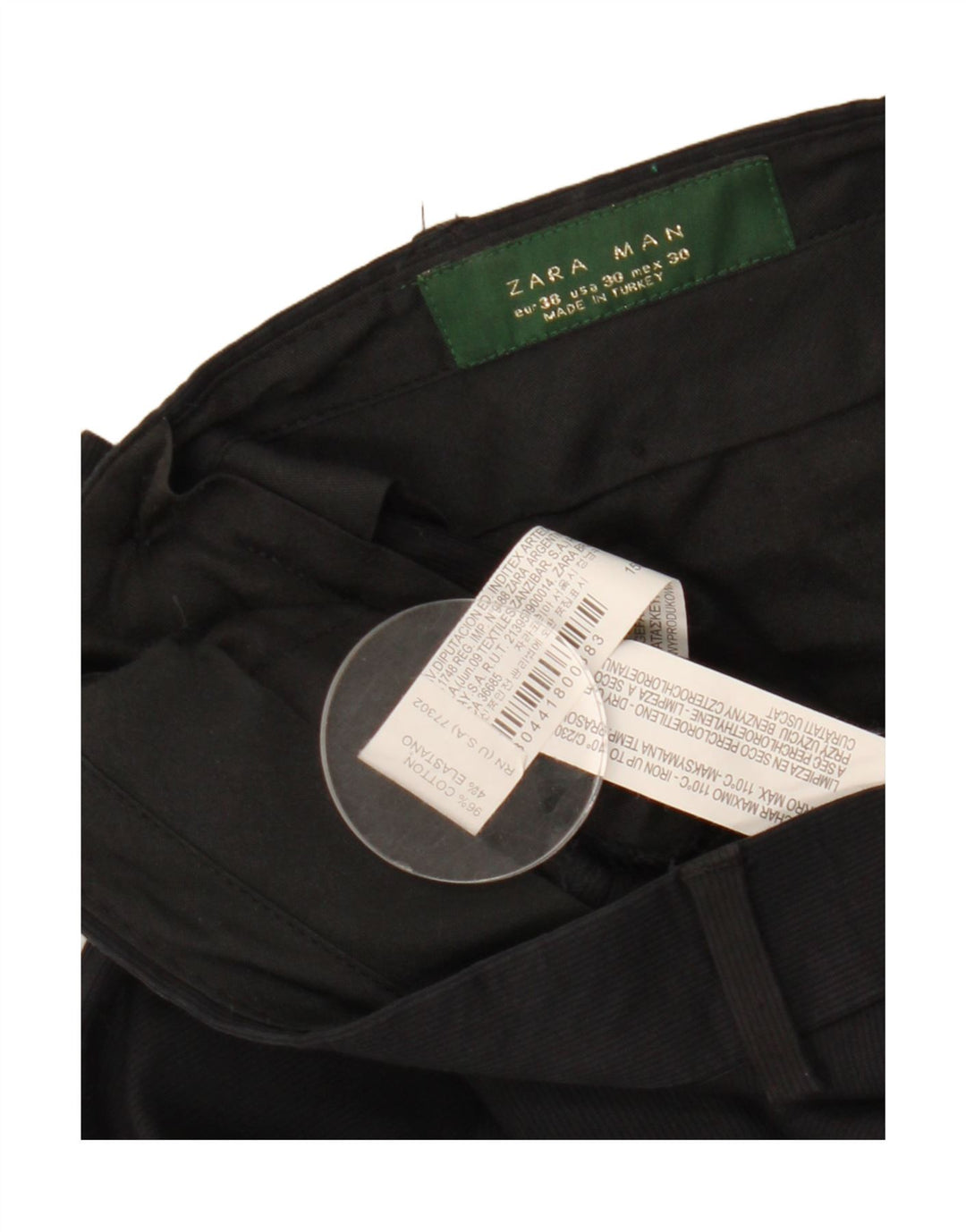 ZARA Ανδρικό ίσιο παντελόνι Chino EU 38 Small W30 L28 Μαύρο βαμβακερό