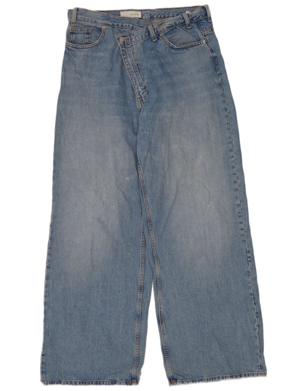 Zara Womens High Rise Wide Leg Jeans EU 42 Large W32 L32 Blue Cotton