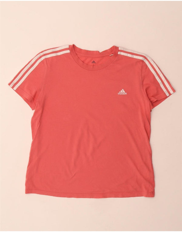 Γυναικείο T-Shirt ADIDAS Top UK 16/18 μεγάλο ροζ βαμβακερό