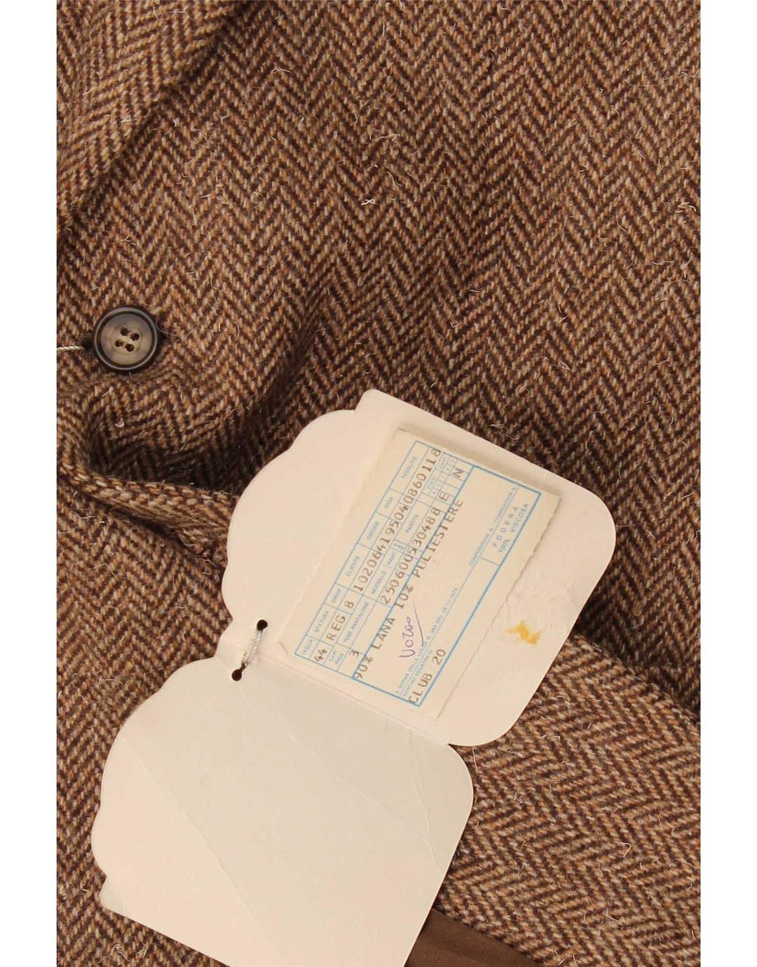Vintage Ανδρικό τζάκετ με 2 κουμπιά μπλέιζερ IT 44 XS Καφέ μαλλί ψαροκόκαλο
