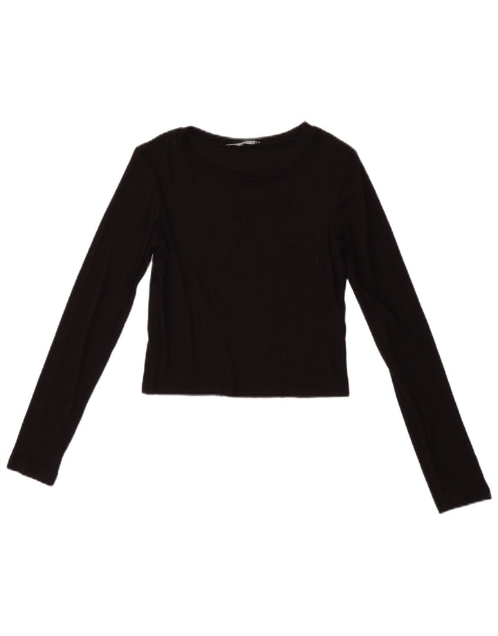 Zara Γυναικείο Crop Top Μακρυμάνικο UK 8 Small Black