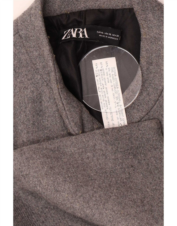 Zara Γυναικείο παλτό με διπλό στήθος UK 18 XL Γκρι μαλλί