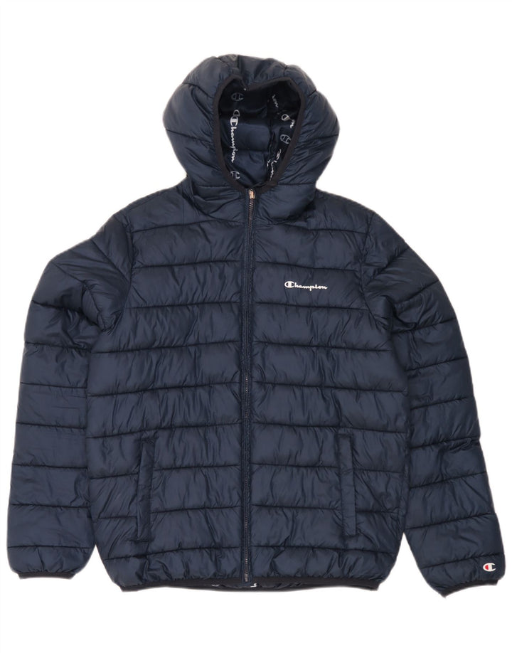 Champion Boys Hooded Jacket 15-16 Years 2XL Navy Blue Polyester