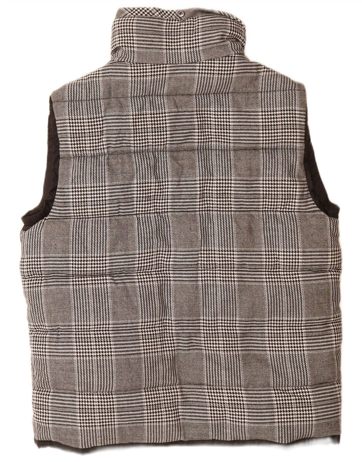 Zara Ανδρικό padded Gilet UK 42 XL Grey Check Polyester