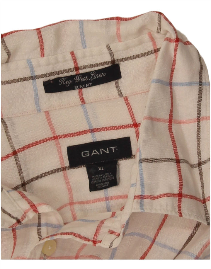 Ανδρικό πουκάμισο Gant Slim Fit XL Λευκό λινό