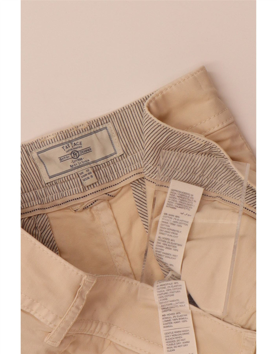 FAT FACE Γυναικείο ψηλόμεσο σορτς Chino UK 12 Medium W32 Μπεζ βαμβακερό