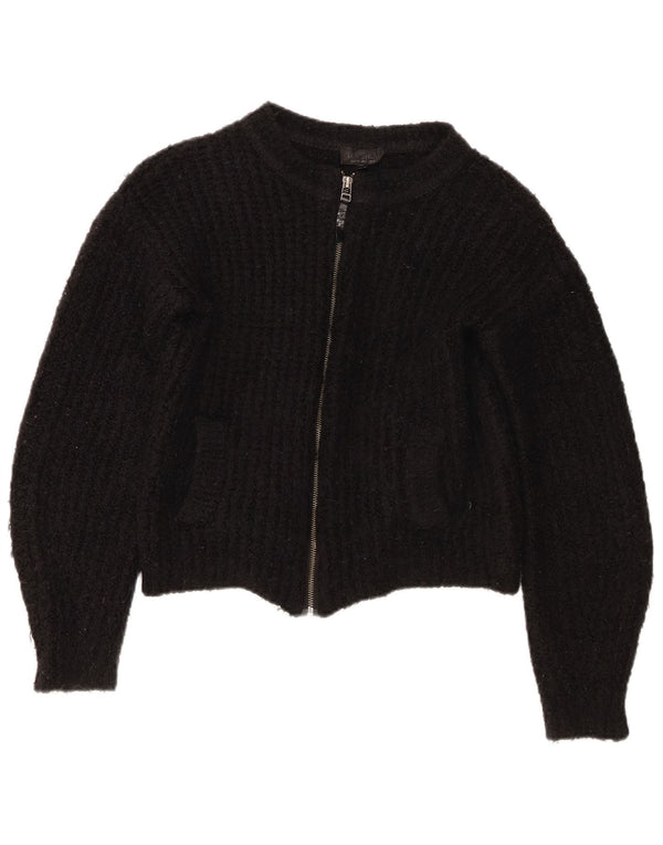 Topshop Womens Crop Cardigan Sweater UK 6 XS Black Acrylic
