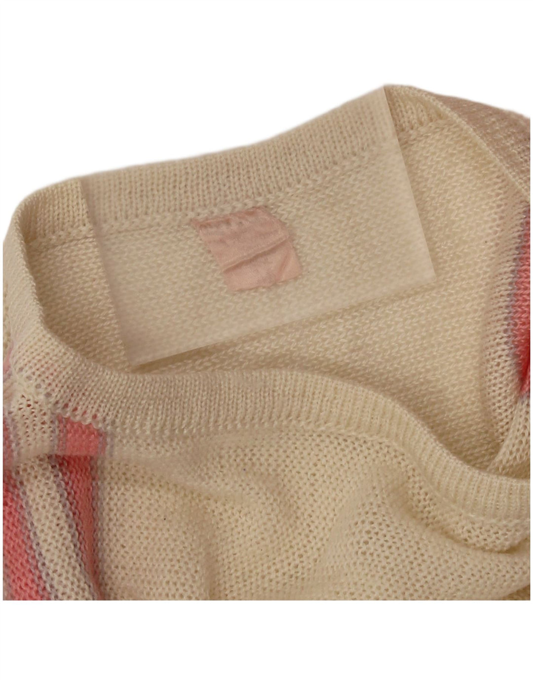 VINTAGE Γυναικείο πουλόβερ με λαιμόκαυστο UK 14 Medium Pink Colourblock