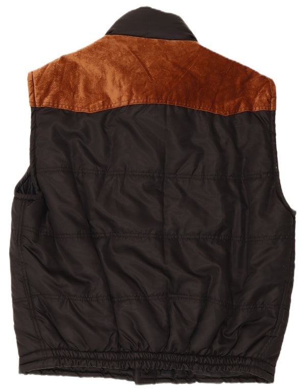 Vintage ανδρικό padded Gilet UK 40 Large Black Colourblock Πολυεστέρας
