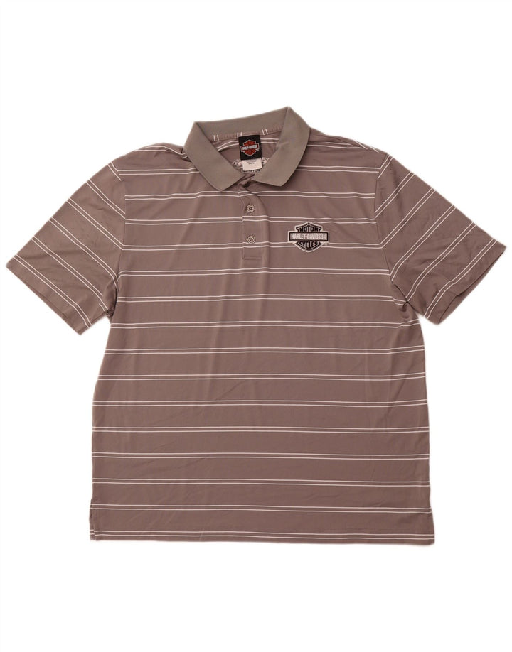 Ανδρικό πουκάμισο πόλο HARLEY DAVIDSON XL Γκρι ριγέ πολυεστέρα