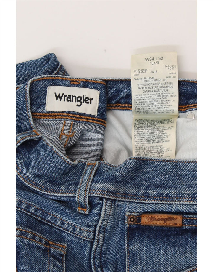WRANGLER Ανδρικό Texas Straight Jeans W34 L32 Μπλε βαμβακερό