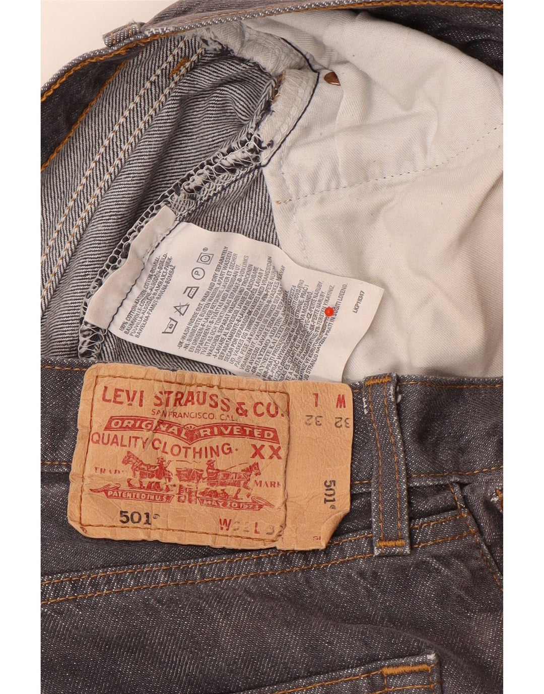 Levi's Mens 501 Straight Jeans W32 L32 Γκρι βαμβακερό