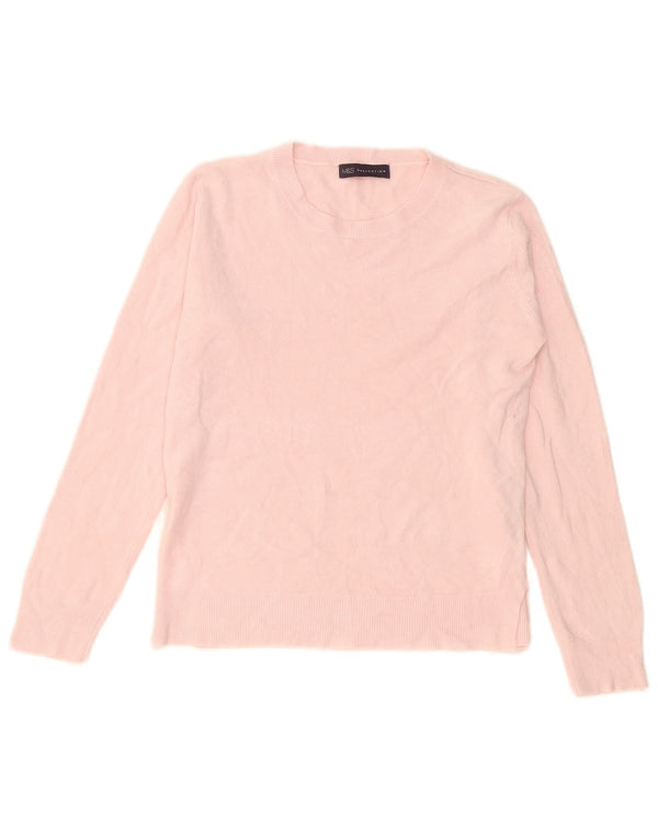 Marks & Spencer Γυναικείο πουλόβερ με λαιμόκοψη UK 10 Small Pink Acrylic