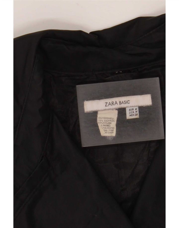 Zara Γυναικεία καμπαρντίνα UK 12 Medium Black Cotton