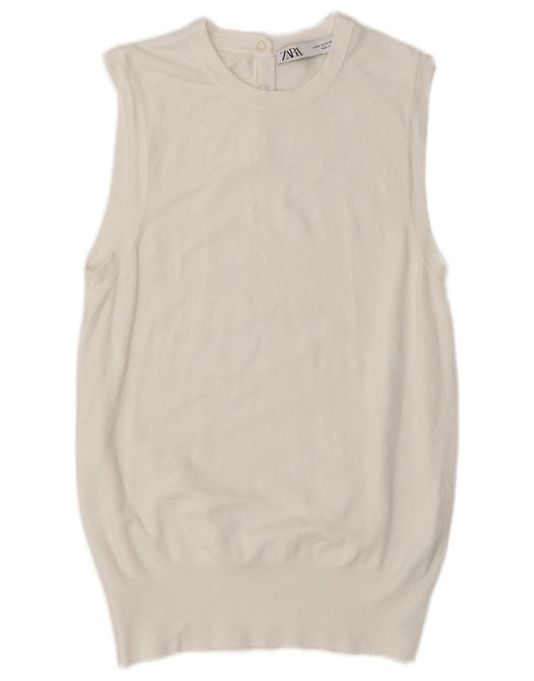 Zara Γυναικείο Γιλέκο Tank Top UK 14 Medium White Viscose