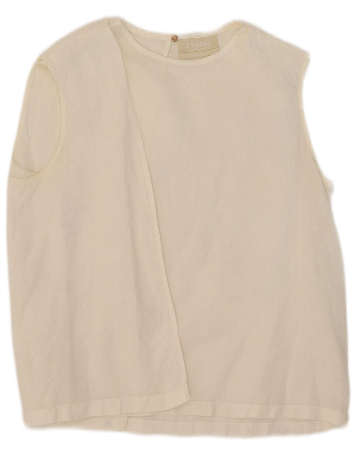 Max Mara Γυναικεία Αμάνικη Μπλούζα Τοπ UK 14 Medium White