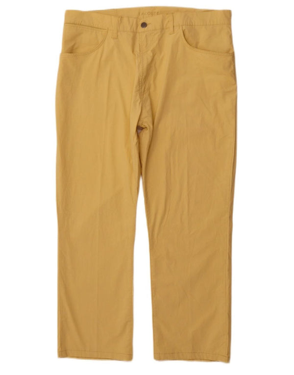 LACOSTE Mens Straight Cropped Trousers W36 L26 Yellow Cotton