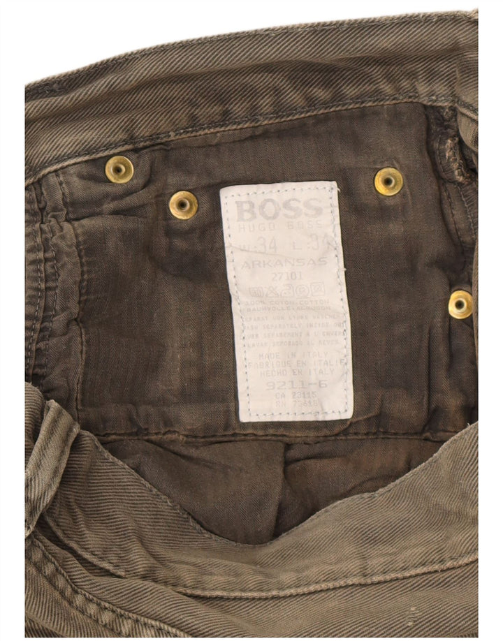 HUGO BOSS Ανδρικό τζιν Arkansas ίσιο W34 L34 Χακί βαμβακερό