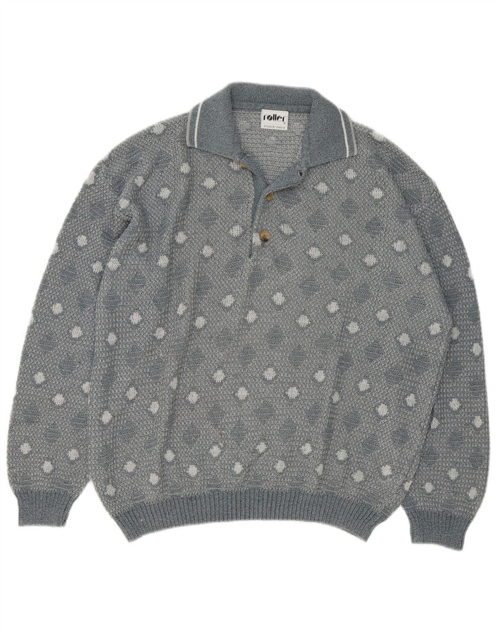 Vintage Ανδρικό πουλόβερ Polo Λαιμόκοψη Μεγάλο Γκρι Γεωμετρικό