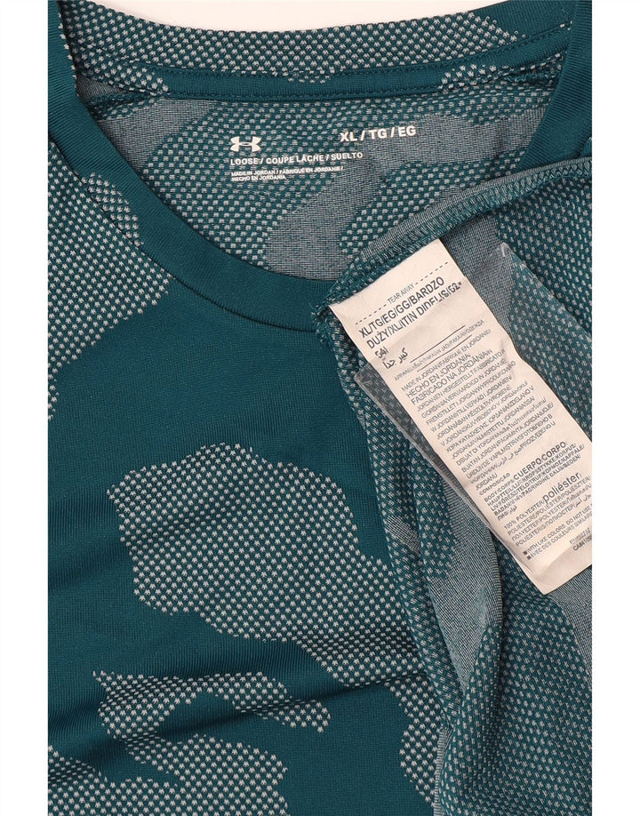 UNDER ARMOUR Mens T-Shirt Top XL Green Camouflage Polyester