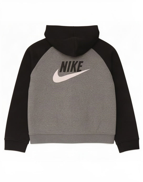 Γραφικό πουλόβερ Nike Boys με κουκούλα με φερμουάρ 10-11 ετών, μεσαίο γκρι χρώμα