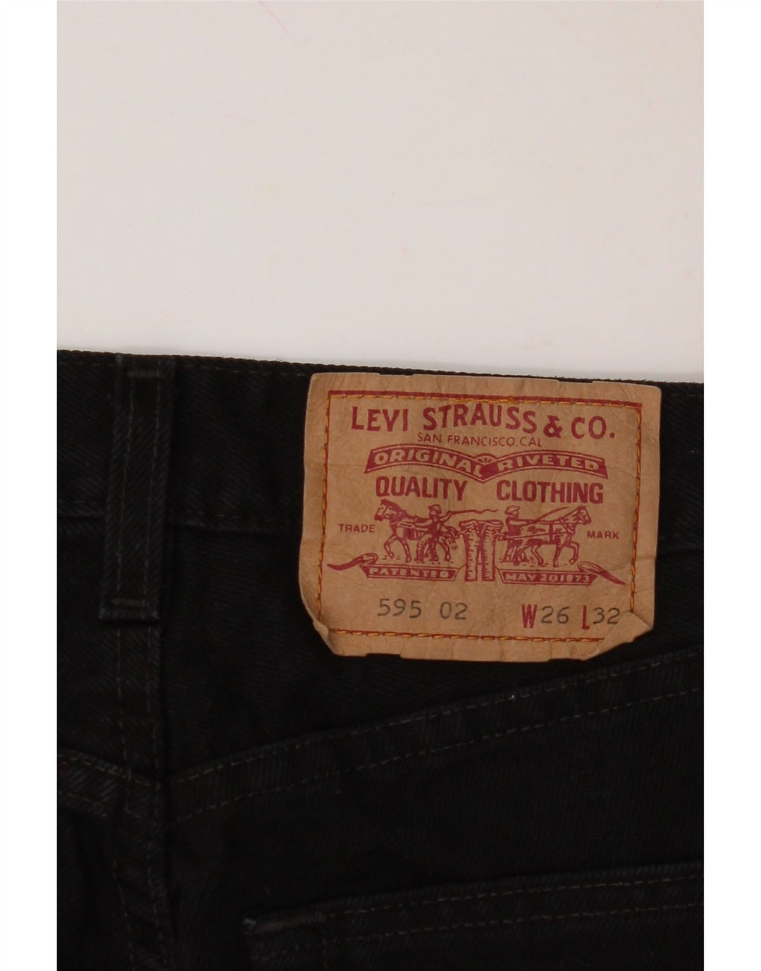 LEVI'S Womens 595 Straight Jeans W26 L32 Black Cotton Vintage Levi's and Second-Hand Levi's from Messina Hembry 
