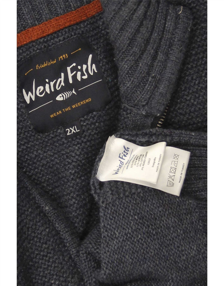 Weird Fish Ανδρικό πουλόβερ με φερμουάρ 2XL Navy Blue Polyester