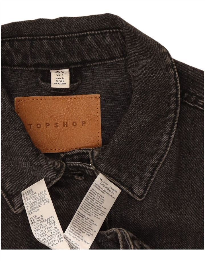 Topshop Γυναικείο Τζιν Μπουφάν UK 8 Μικρό Γκρι Βαμβακερό