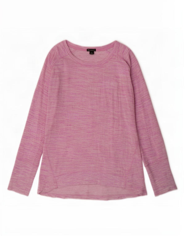 Champion Womens Top Long Sleeve UK 16 Large Pink Flecked Rayon
