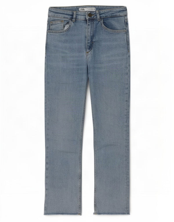 Zara Womens Crop Bootcut Jeans EU 36 XS W26 L25 Blue Cotton