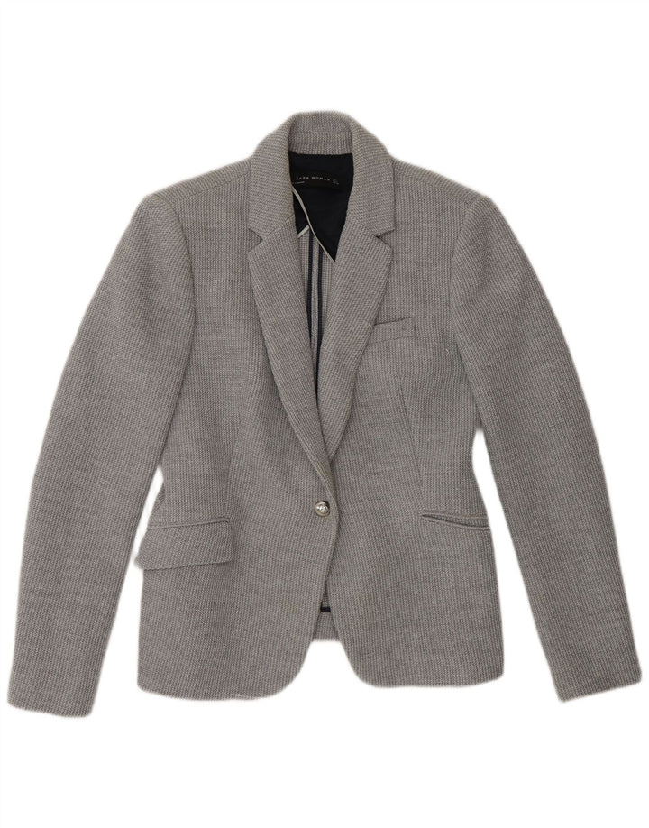 Zara Γυναικείο μπουφάν σακάκι 1 κουμπιού UK 16 Large Grey Polyester