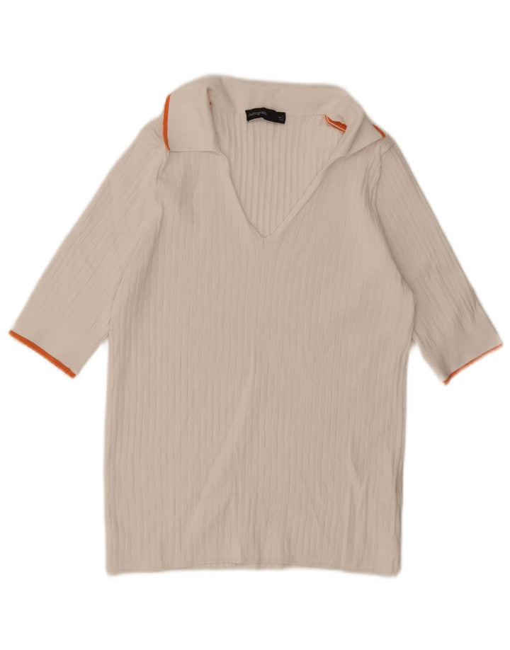 Marks & Spencer Γυναικείο πουκάμισο Polo Autograph UK 14 μεσαία λευκή βισκόζη