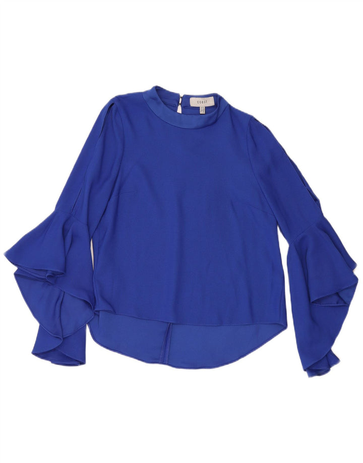 Coast Γυναικεία μακρυμάνικη μπλούζα τοπ UK 10 Small Blue Polyester