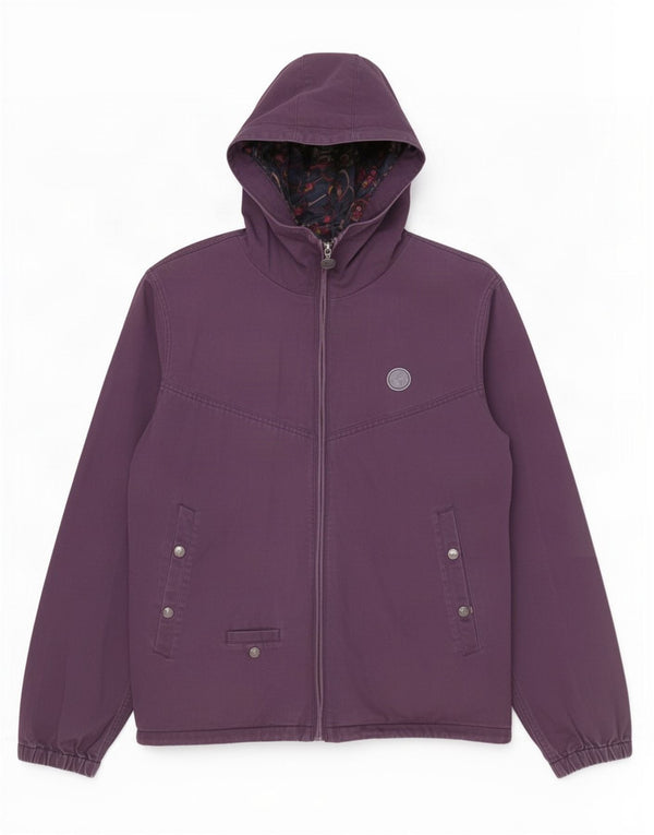 Pretty Green Γυναικείο Bomber Jacket με κουκούλα UK 14 Medium Purple Cotton